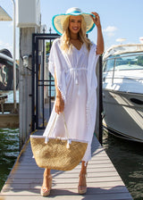 'Lucia' Tassel Trim Kaftan Cover-Up - Seaspice Resort Wear