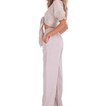 'Lucy' Tie Front Crop Top Baby Beige - Seaspice Resort Wear