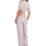 'Lucy' Tie Front Crop Top Baby Beige - Seaspice Resort Wear