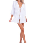 'Lulu' Tie-Front Cover-Up White - Seaspice Resort Wear