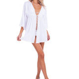 'Lulu' Tie-Front Cover-Up White - Seaspice Resort Wear
