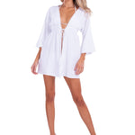 'Lulu' Tie-Front Cover-Up White - Seaspice Resort Wear