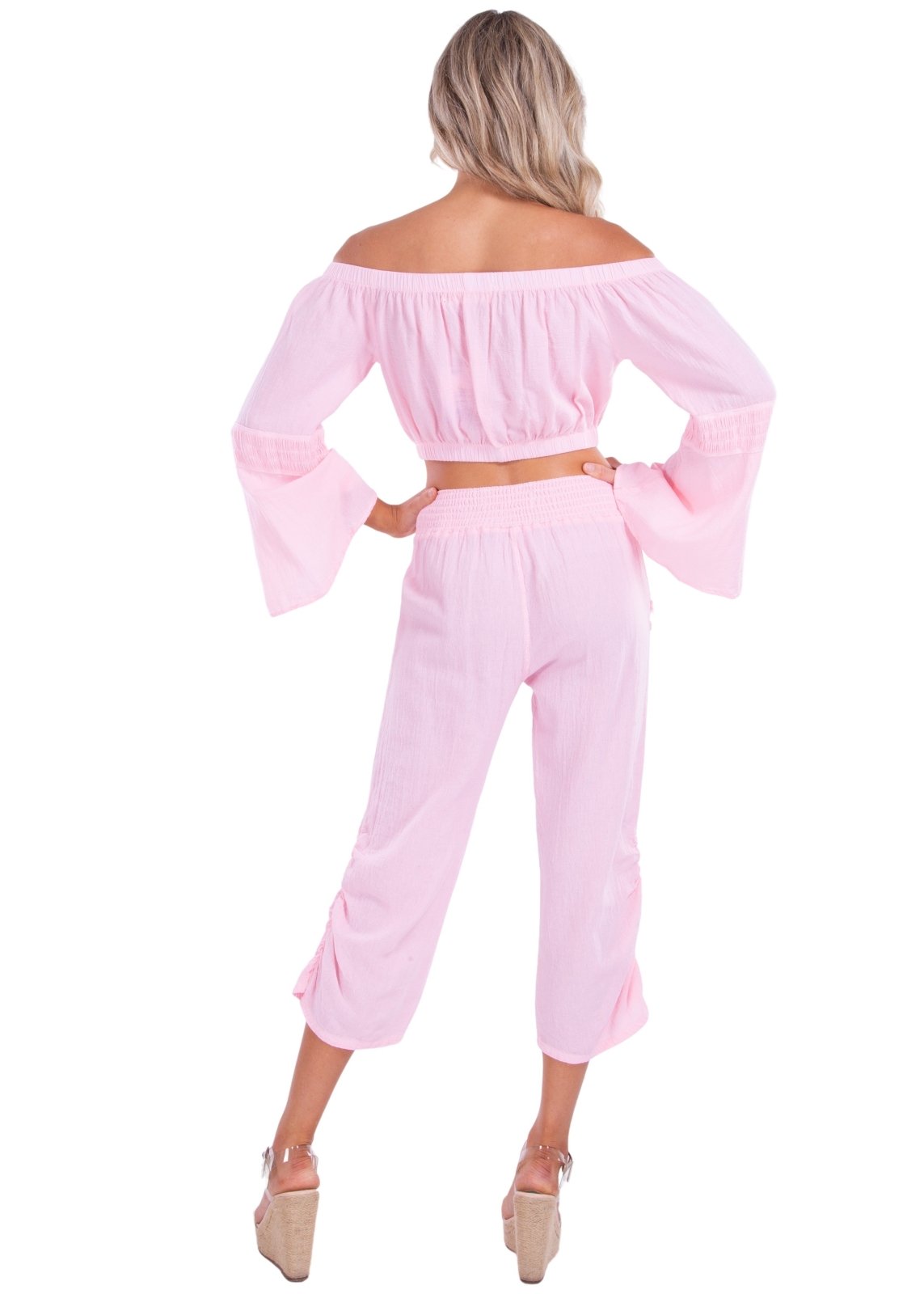 Lyla' Bell Sleeve Top Baby Pink - Seaspice Resort Wear