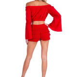 Lyla' Bell Sleeve Top Red - Seaspice Resort Wear