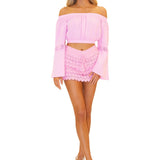 Lyla' Bell Sleeve Top Pink - Seaspice Resort Wear