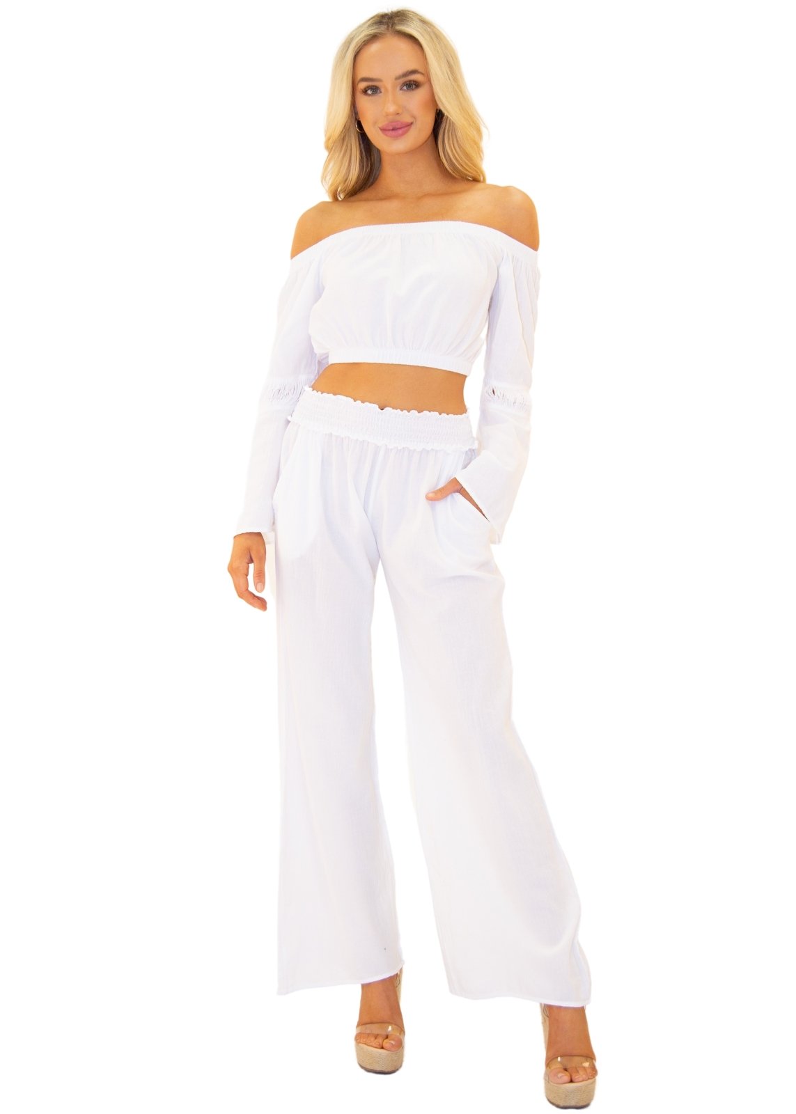Lyla' Bell Sleeve Top White - Seaspice Resort Wear