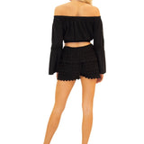 Lyla' Bell Sleeve Top Black - Seaspice Resort Wear