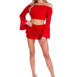 Lyla' Bell Sleeve Top Red - Seaspice Resort Wear