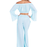 Lyla' Bell Sleeve Top Baby Turquoise - Seaspice Resort Wear