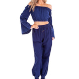 Lyla' Bell Sleeve Top Navy - Seaspice Resort Wear