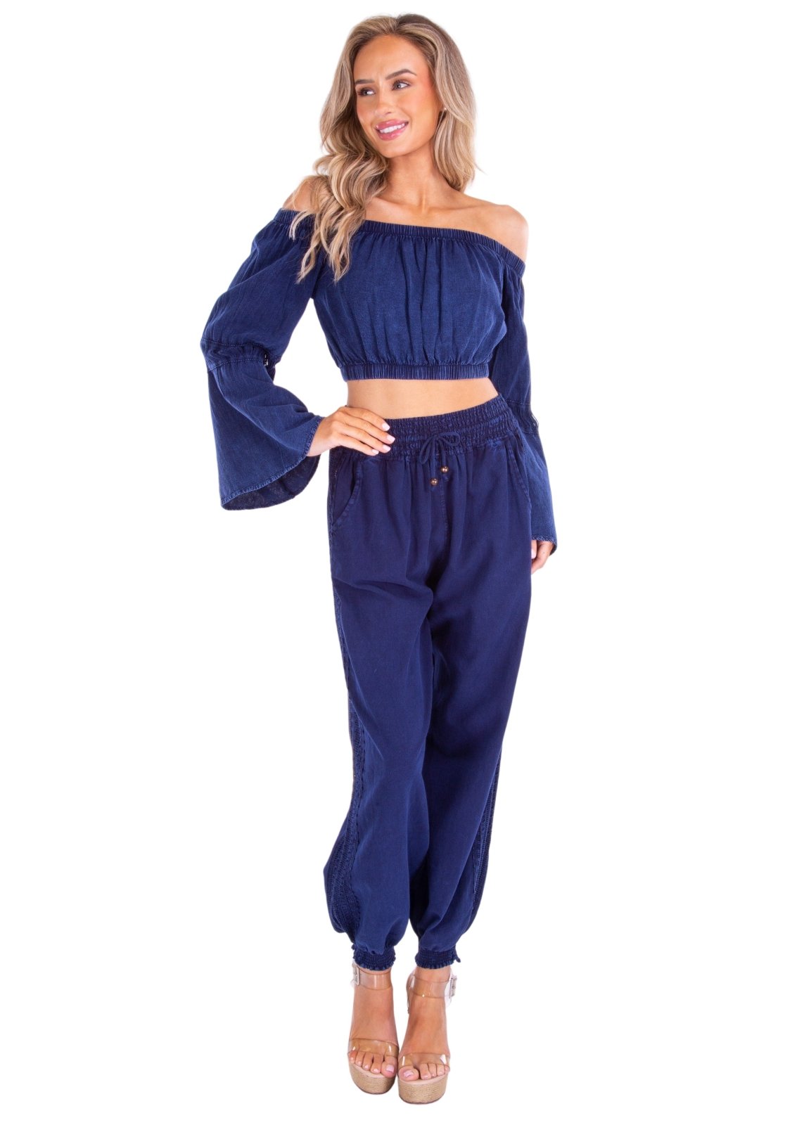 Lyla' Bell Sleeve Top Navy - Seaspice Resort Wear