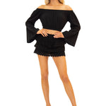 Lyla' Bell Sleeve Top Black - Seaspice Resort Wear
