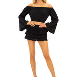 Lyla' Bell Sleeve Top Black - Seaspice Resort Wear