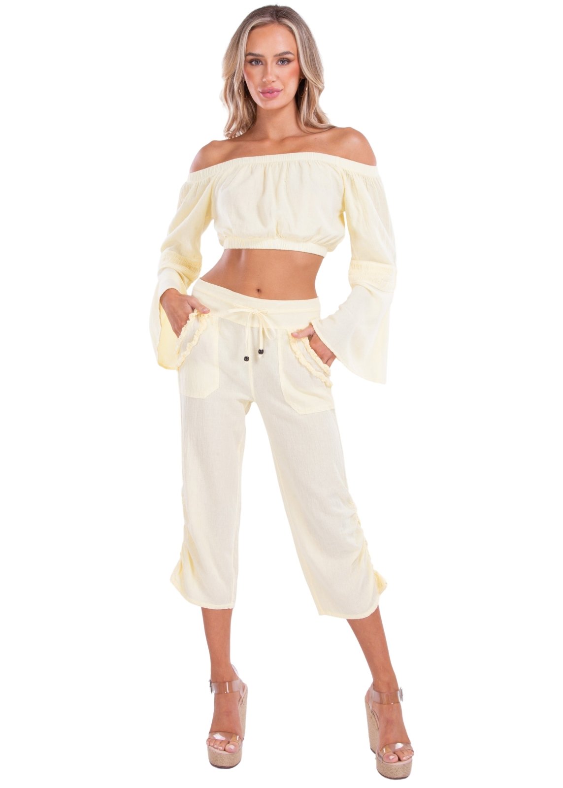 Lyla' Bell Sleeve Top Baby Yellow - Seaspice Resort Wear