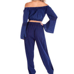 Lyla' Bell Sleeve Top Navy - Seaspice Resort Wear