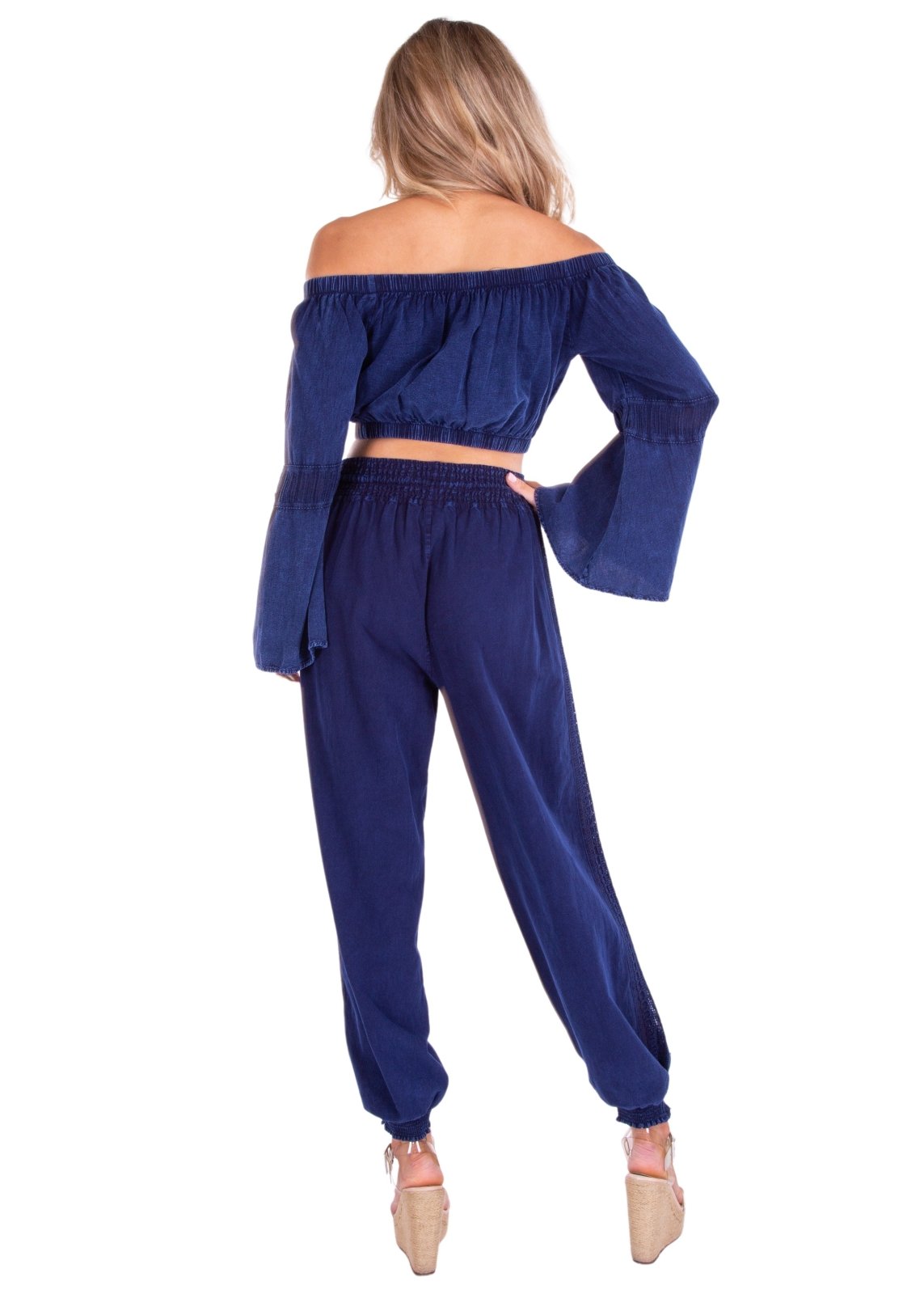 Lyla' Bell Sleeve Top Navy - Seaspice Resort Wear