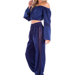 Lyla' Bell Sleeve Top Navy - Seaspice Resort Wear
