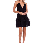 'Madeline' - Ruffle Mini Sundress Black - Seaspice Resort Wear