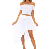 100% Cotton 'Madison' Asymmetrical Skirt White - Seaspice Resort Wear