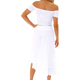 100% Cotton 'Madison' Asymmetrical Skirt White - Seaspice Resort Wear
