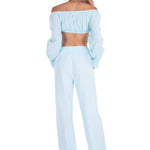 Magnolia' Crochet Front Detail Pants Baby Turquoise - Seaspice Resort Wear