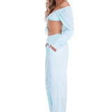Magnolia' Crochet Front Detail Pants Baby Turquoise - Seaspice Resort Wear