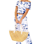 Magnolia' Crochet Front Detail Pants Tie Dye Blue - Seaspice Resort Wear