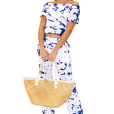 Magnolia' Crochet Front Detail Pants Tie Dye Blue - Seaspice Resort Wear