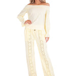 Magnolia' Crochet Front Detail Pants Baby Yellow - Seaspice Resort Wear