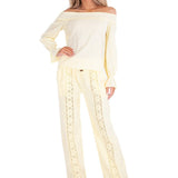 Magnolia' Crochet Front Detail Pants Baby Yellow - Seaspice Resort Wear