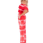 Magnolia' Crochet Front Detail Pants Tie Dye Red - Seaspice Resort Wear