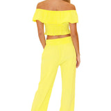 Magnolia' Crochet Front Detail Pants Yellow - Seaspice Resort Wear
