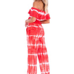 Magnolia' Crochet Front Detail Pants Tie Dye Red - Seaspice Resort Wear
