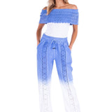 Magnolia' Crochet Front Detail Pants Ocean - Seaspice Resort Wear