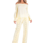 Magnolia' Crochet Front Detail Pants Baby Yellow - Seaspice Resort Wear