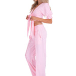 Magnolia' Crochet Front Detail Pants Baby Pink - Seaspice Resort Wear