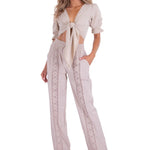Magnolia' Crochet Front Detail Pants Baby Beige - Seaspice Resort Wear