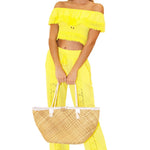 Magnolia' Crochet Front Detail Pants Yellow - Seaspice Resort Wear