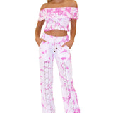 100% Cotton 'Magnolia'Crochet Front Detail Pants Tie Dye Pink - Seaspice Resort Wear