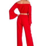 Magnolia' Crochet Front Detail Pants Red - Seaspice Resort Wear