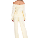 Magnolia' Crochet Front Detail Pants Baby Yellow - Seaspice Resort Wear