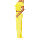 Magnolia' Crochet Front Detail Pants Yellow - Seaspice Resort Wear