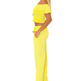 Magnolia' Crochet Front Detail Pants Yellow - Seaspice Resort Wear