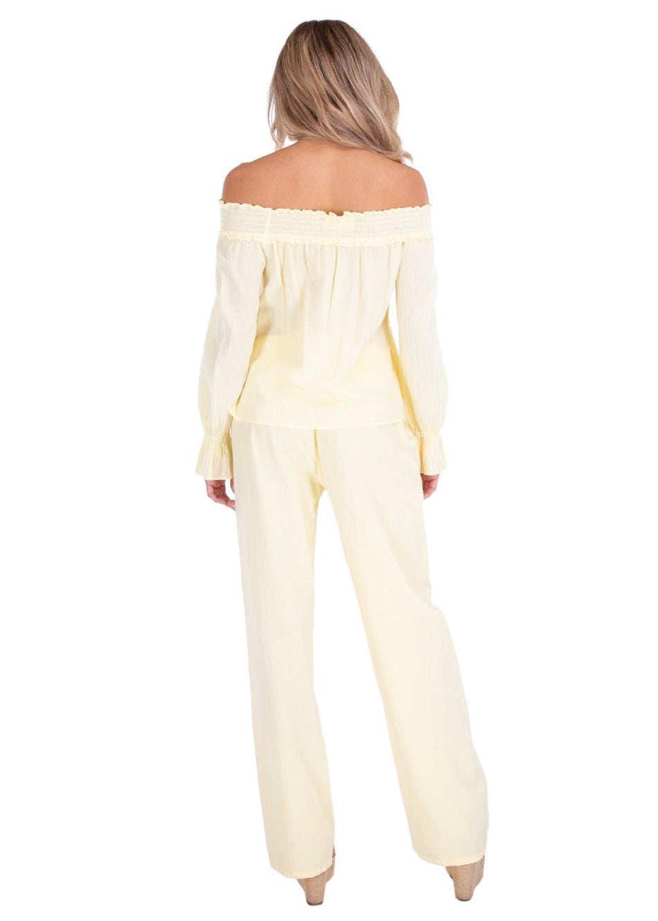 Magnolia' Crochet Front Detail Pants Baby Yellow - Seaspice Resort Wear