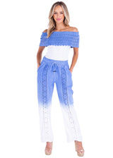Magnolia' Crochet Front Detail Pants Ocean - Seaspice Resort Wear
