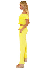 Magnolia' Crochet Front Detail Pants Yellow - Seaspice Resort Wear