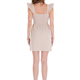 Malia' Ruffle Shoulder Dress Baby Beige - Seaspice Resort Wear