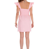 Malia' Ruffle Shoulder Dress Baby Pink - Seaspice Resort Wear