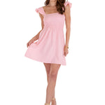 Malia' Ruffle Shoulder Dress Baby Pink - Seaspice Resort Wear