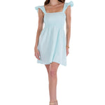 Malia' Ruffle Shoulder Dress Baby Turquoise - Seaspice Resort Wear